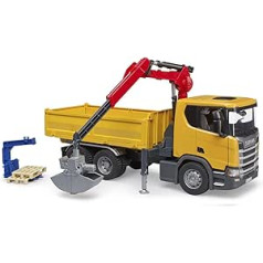 bruder 03551 Scania Super 560R Construction Site Truck with Crane & 2 Pallets - 1:16 Vehicles, Construction Vehicle, Crane Truck, Toy from 4 Years