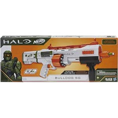 Nerf Halo Bulldog SG Dart Blaster — sūkņa darbība, 10 rotējoša šautriņu bungas, taktiskās sliedes ligzdas, 10 Nerf Elite šautriņas, ādas kods