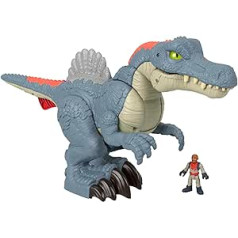 Imaginext Jurassic World HML41 Ultra Snap Spinozauru rotaļlieta dinozaurs ar gaismu, skaņām un mirkļa darbību Ietver pirmsskolas figūru