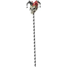 Kalifornijas kostīmi Harlequin Jester's Staff pieaugušajiem (102 cm) Melnbalts viens izmērs