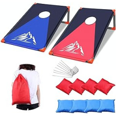 OBOVO pārnēsājams Cornhole Game āra maiss ar PVC rāmi un 8 pupiņu maisi un soma bērniem, pagalmā, zālienā, pludmalē 2-in-1 kempinga āra spēļu komplekts