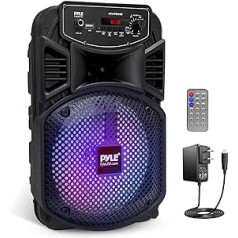 Pyle Portable Bluetooth PA Speaker System - 300W Rechargeable Outdoor Bluetooth Speaker Portable PA System w/ 8 Inch Subwoofer 1 Inch Tweeter, Microphone In, Party Lights, MP3/USB, Radio, Remote