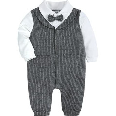 0 to 18 Months Infant Outfits for Newborn Infant Baby Boys Cotton Bow Tie Gentleman Autumn Long Sleeve Romper Jumpsuit Set Clothes