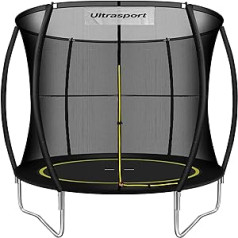 Ultrasport batuts bez atsperu, drošs lēcieniem, Ø 244/305/366, TÜV Rheinland + GS sertificēts, elastīga virvju sistēma, apaļš dārza batuts, ieskaitot polsterētus nūjas, drošības tīklu un malu pārsegu