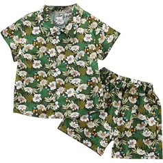 Neugeborene Jungen-Outfits Kleinkind Baby Boy Shorts Sets Sommer Strand Freizeit Anzug Jungen Urlaub Anzug Floral Lose Kurzarm Anzug Festliche Mode Jungen (Green, 12-18 Months)