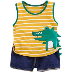 Neugeborene Jungen-Outfits Kleinkinder-Töpfe Outings Ärmellose Tank-Top tägliche 2PC-Outings Kinder Bekleidung Junge (Yellow, 110)