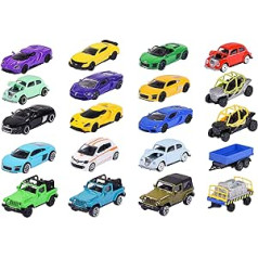 Majorette Discovery 212058595 20-Piece Set Assorted Toy Cars with Freewheel, Suspension and Opening Parts, for Children Aged 3 and Up with Storage Box