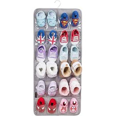 PACMAXI batų laikiklis, skirtas 12 porų kūdikių batų berniukams, pakabinamiems su nerūdijančia metaline kabykla (pilka)