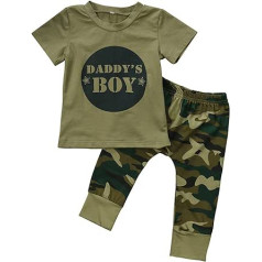 Toddler Baby Boys Girls Divdaļīgs apģērba komplekts Baby Gear T-krekls ar īsām piedurknēm + Camo Bikses Tērpi, Topu komplekts