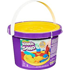 Kinetic Sand 6061096, 2.72 kg bucket with 3 sand colours and 3 tools for endless creative play, for children from 3 years, multicoloured, one size