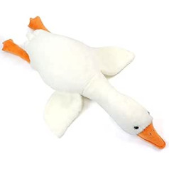 Waslary Giant Goose plīša rotaļlietas Kawaii plīša liela pīle lelle mīksta mīksta rotaļlieta milzu balto zosu jauks miega spilvena spilvens bērniem dāvana (130 cm)