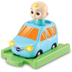 VTech Toot-Toot Drivers JJ ģimenes automašīna un trase, interaktīva CoComelon izlikšanās spēle ar gaismām un skaņām, oficiāla CoComelon dāvana vecumā no 1, 2, 3, 4+ gadiem, angļu versija, daudzkrāsains, mazs