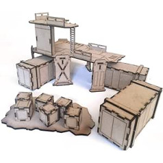 Pwork Wargames Industrial 04 - Backdrop Set for Miniatures in Scale 28 mm / 35 mm - Tabletop Miniatures Wargame 3D Landscape - MDF 3 mm