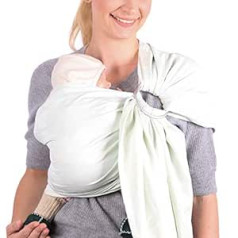 SCHMUSEWOLKE Ring Sling Baby Sling hibrīda strukturēta auduma Karību mētra organiskā kokvilna 70 x 215 cm Mazuļa izmērs Mazuļa izmērs Jaundzimušais un mazi bērni 0-60 mēneši 3-16 kg Gūžas nēsātājs