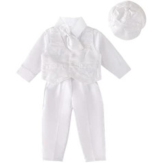 Lito Angels Baby Boys Krikšto drabužiai Baltas kostiumas / Ivory su gobtuvu Dydis 3-24 mėn.