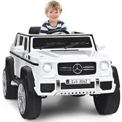 COSTWAY 12V Mercedes-Benz Maybach vaikiškas automobilis su 2,4G nuotolinio valdymo pulteliu; Elektromobilis su MP3 muzika, garso signalu ir LED lemputėmis; Jeep Car 2,5-5,5 km/h; Transporto priemonė vaikams nuo 3 iki 8 metų (balta)