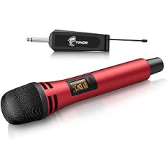 TONOR bezvadu mikrofons bezvadu mikrofons rokas mikrofons dinamiskais mikrofons mikrofons ar uztvērēju pastiprinātājam PA sistēmas karaoke kāzu ballītes konferences lekcija TW310 sarkana