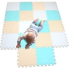 Mqiaoham Baby Floor Mat / Children’s Play Mat, Puzzle Design, Free from Harmful Substances White Green Beige