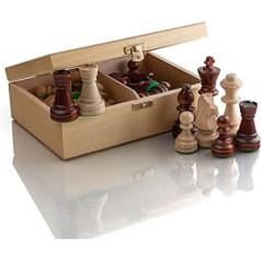 Klassisches Staunton Chess Pieces NO.5 in Naturholz Box | Master of Chess | Gewichtete nur Schachfiguren Holz - Handgemachtes Championship Chess Set Ohne Schach Brett