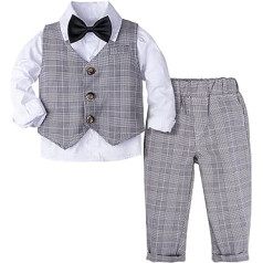 mintgreen Boys Gentleman smokings uzvalks garām piedurknēm krekls + veste + bikses + kaklasaite svinīgām kristību kāzām