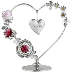 Crystocraft mīlestības sirds ornaments ar Bohēmijas kristāliem Dāvanu kastītē sarkani rozā kristāli ar sudraba hromētu figūru mammai vecmāmiņai meitai Valentīna dienas dāvana (es tevi mīlu)