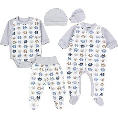 TupTam Baby Clothing Set Boys Long Sleeve Clothing Bodysuit Newborn Ankle Trousers Body Romper Hat 5 Pieces