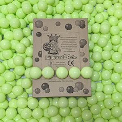 1000 Balls, Organic Plastic Ball Pit Balls Made of Renewable Sugar Cane, Raw Materials, 6 cm Diameter, Nursery and Commercial Quality, Light Green