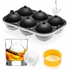 Ankway Ice Cube Tray, 65 mm Ice Cube Tray, Silicone Ice Cube Trays, Large Ball Tray, Couples Leak-proof Design with Pressure Ring for Whisky, Scotch, Cocktails, Beer, Juice, Chocol