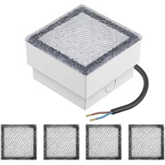 ledscom.de LED bruģakmens padziļināta grīdas gaisma CUS izmantošanai ārpus telpām, IP67, kvadrātveida, 10 x 10 cm, silti balts, iepakojumā pa 5