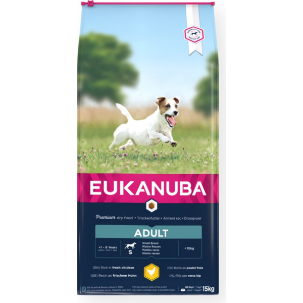 Eukanuba aktyvi suaugusių mažų veislių - daug šviežios vištienos - 15 kg