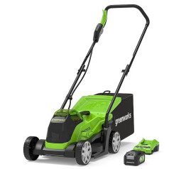 Greenworks 24v zāles pļāvējs 33 cm greenworks gd24lm33k4 - lādētājs + 4ah akumulatoru komplekts - 2516107ub