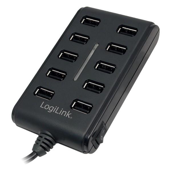 10 portu USB2.0 centrmezgls ar ieslēgšanas/izslēgšanas slēdzi