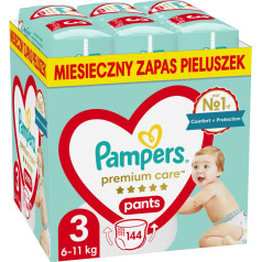 Pampers Premium Pants mth autiņbiksītes, 3 izmērs (6-11kg), 144 gab.