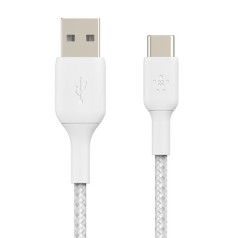 Braided USB-C USB-A cable 15cm white