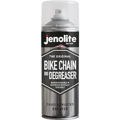 JENOLITE Bike Chain Bio attaukošanas aerosols | Ūdenī šķīstošs | Bioloģiski noārdāms velosipēdu attaukošanas aerosols | Dziļās tīrīšanas ķēde un citas daļas | 400 ml