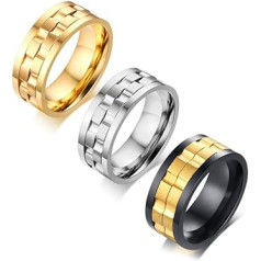 Elegant Men's Ring 9mm Rotating Titanium Steel Ring,gold,8,Size:11,Colour:Gold