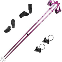 ALPIDEX Nordic Walking Poles Ultralight Fixed Length Poles Made of Carbon Pink Various Lengths Including Rubber Buffer and Pad Holder
