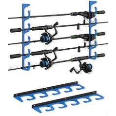 WellMall Fishing Rod Holder - 5 Fishing Rod Holder for Wall and Garage Ceiling Mount Great Fishing Rod Rack Fits Most Fishing Rods