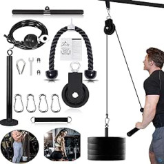 Skriemelis Fitness Profesionāls Troses skriemelis Apakšdelmu Trenažieris Sieviešu Vīrieši Tricepss Virve Svars Fitnesa Aprīkojums Treneris DIY Lat Pull Tower for Biceps Truley System Mājas trenažieru zāle (Drop Bar + Triceps)