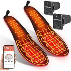 5000 mAh Heated Insole for Men Women Rechargeable App Controlled Timer Cuttable Electric Foot Warmer Up to 11 Hours with 5 Temperature Gear Toe Foot Warmer for Hunting Fishing Hiking