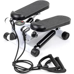 LUXTRI Stepper 41 x 30 x 18 cm ar treniņu datoru fitnesa kāju un sēžamvietu mini Stepper treniņsiksnām