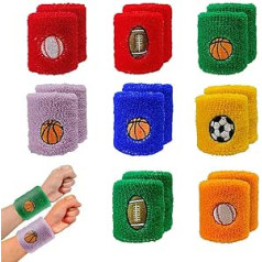 Wristband, Sweatband, Pack of 16 Sports Bracelets, Multi-Purpose Bracelets for Children, Breathable Bracelets for Football, Basketball, Running, Athletic