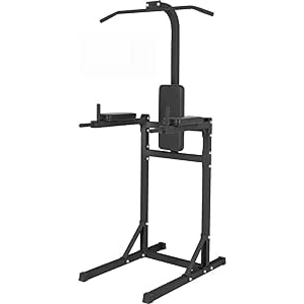 GORILLA SPORTS® Power Tower daudzfunkcionāla pievilkšanās stieņa iegremdēšanas stacija Pull & Chin Up melns/balts — spēkstacija mājas vilkšanas stacijai, spēka torņa treniņu aprīkojums Fitnesa spēka treniņi