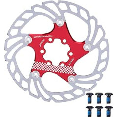 Keenso velosipēda bremžu disks, 230 mm peldošais disks 2 krāsu kalnu velosipēda bremžu disks ar 6 skrūvēm (sarkans + sudrabs) velosipēdam un rezerves daļām