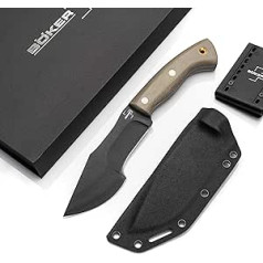 BÖKER PLUS® Mini Tracker - Fixed Outdoor Knife - Small Bushcraft Knife with Kydex Sheath - Black Carbon Steel Blade in Gift Box