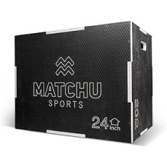 Matchu Sports Plyo Box, Crossfit Box, Regulējams 51 cm (20 collas), 61 cm (24 collas) un 76 cm (30 collas), Koks (2 cm biezs), melns