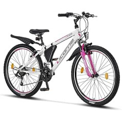 Licorne Bike Guide Premium kalnu velosipēds 51/61/66 cm velosipēdā meitenēm, zēniem, vīriešiem un sievietēm — 21 ātruma pārnesums (51 cm, 18 ātrumi)