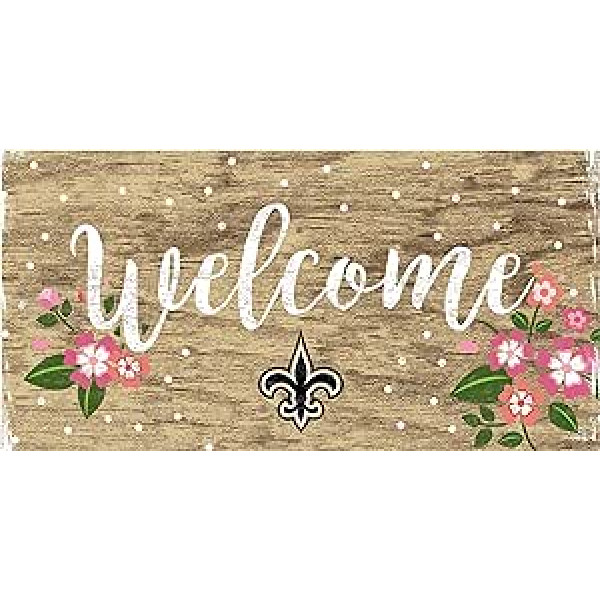 Fanu veidojumi NFL New Orleans Saints Unisex New Orleans Saints Welcome ziedu zīmju komanda krāsa, 6 x 12