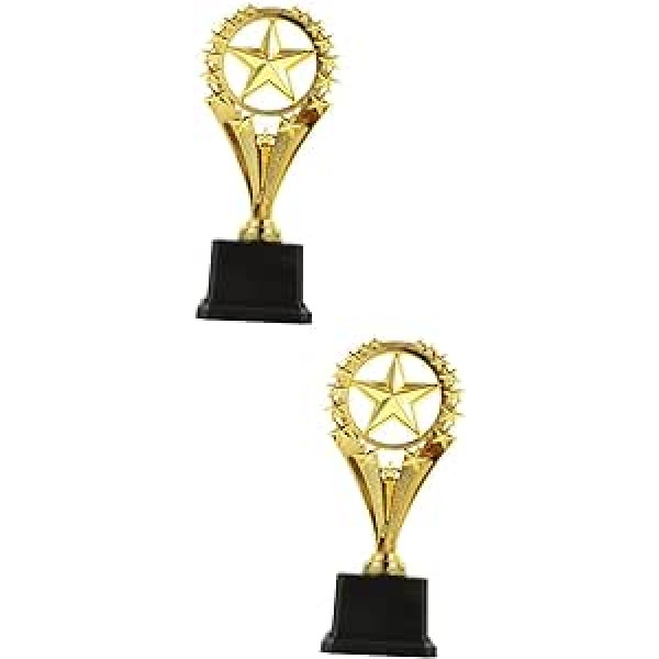 Toddmomy Pack of 2 Game Trophy Bērnu balvas Plastmasas spēles Futbols Dāvanas Smieklīga trofeja Pirmās vietas trofeja Bērnu Trofeja Rotaļlieta Bērnu Konkursa Balva Personiskā trofeja