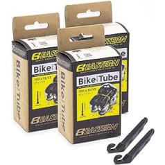 Eastern Bikes 700c x 35/43 (27 x 1-1/4) rezerves cauruļu komplekti - Presta Valve (1,2,3,4,5 iepakojumi) un (33,39,48,60 mm) remonta komplekts tiks piegādāts kopā ar riepu sviras instrumenti.